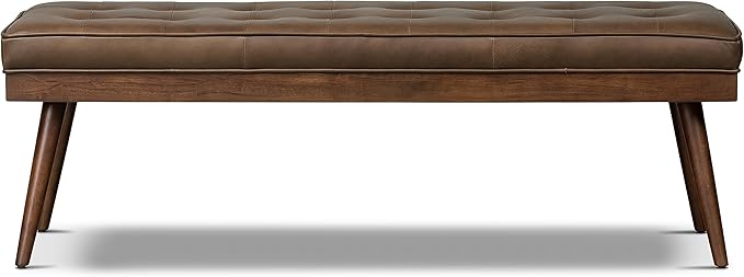 POLY & BARK Napa Luca Leather Bench in Cocoa Brown - Image 11