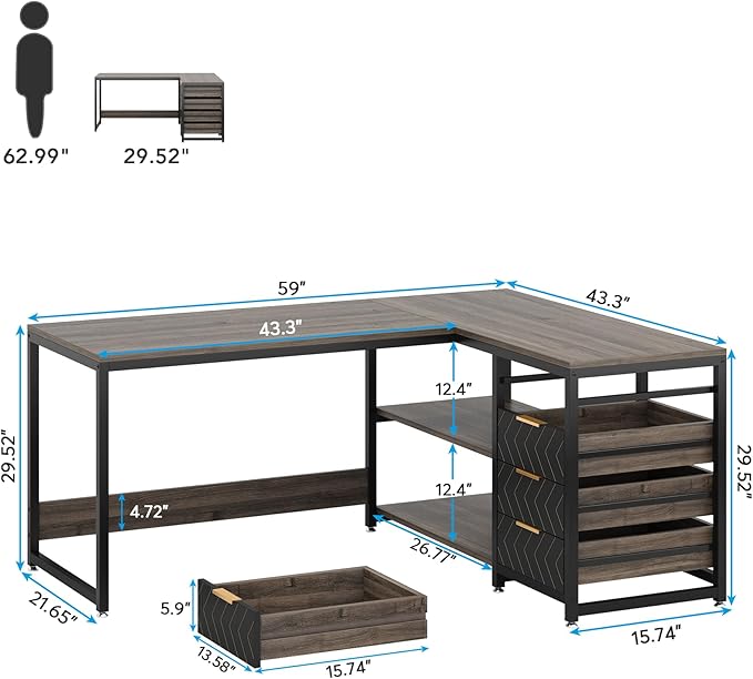 Tribesigns L Shaped Computer Desk - Image 2