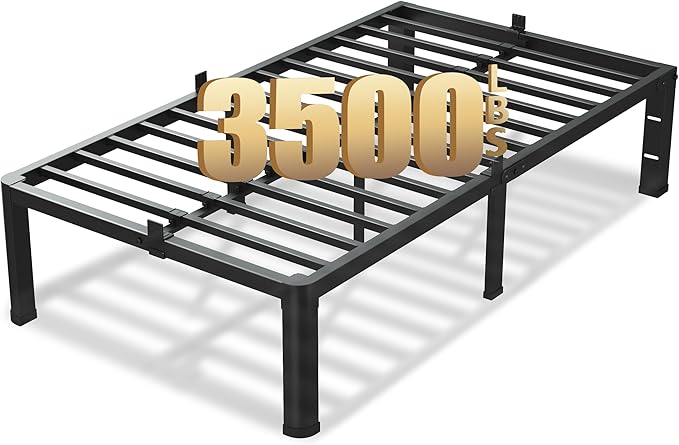 16 Inch Twin Size Bed Frame, 3500Lbs Heavy Duty Metal Platform by VIPSHOW