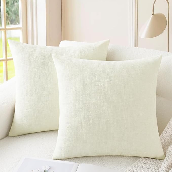 CaliTime Throw Pillow Covers Decorative 20 X 20 Inches Pack of 2 Cozy Chenille by CaliTime