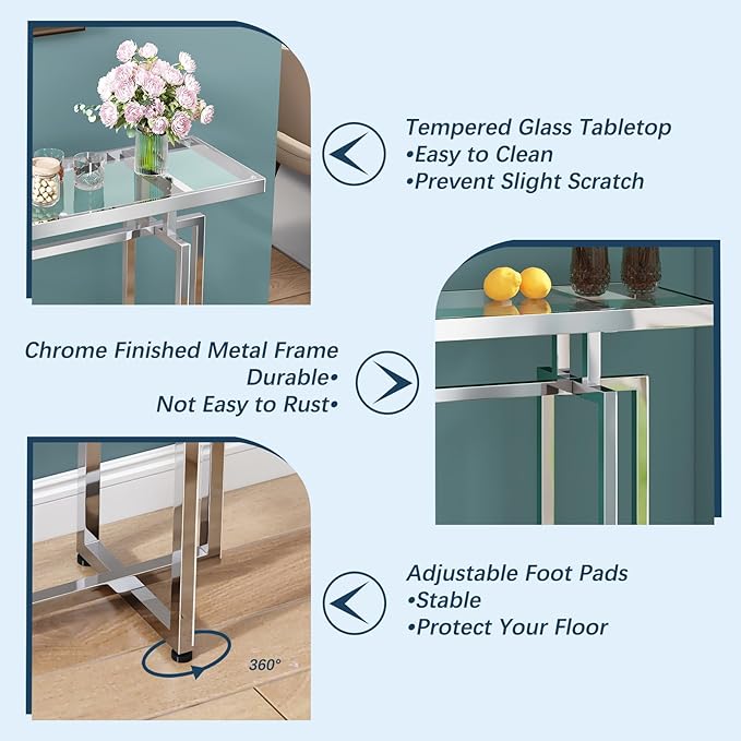 ASYA Glass Console Table for Entryway, Modern Entryway Table - Image 3