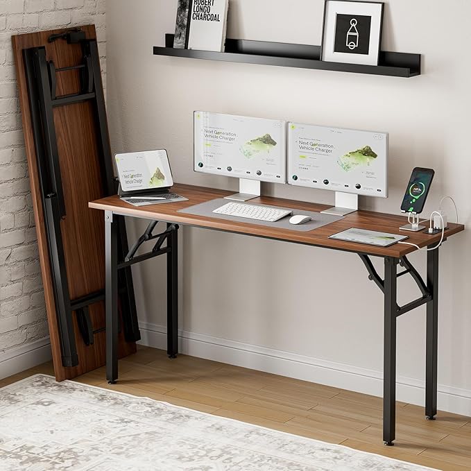 Frylr Small Folding Computer Desk – 55.1 Inch Portable Table by Frylr