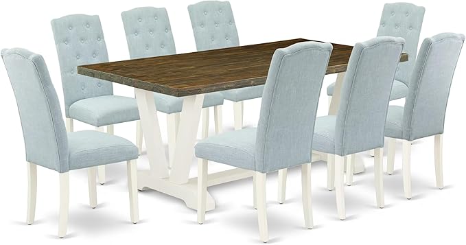 East West Furniture V077CE215-9 9 Piece Dining Room Set Includes a Rectangle by EastWestFurniture