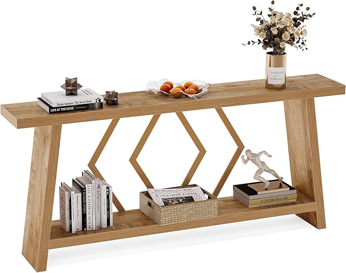 LITTLE TREE 70.9-Inch Console Table, Long Sofa Table Behind Couch, Farmhouse - Image 8