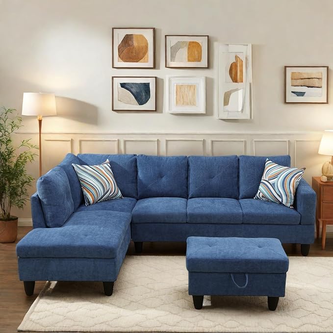 97" L Shaped Sectional Couch, Modern 4 Seat Modular Sectional Sofa - Image 5