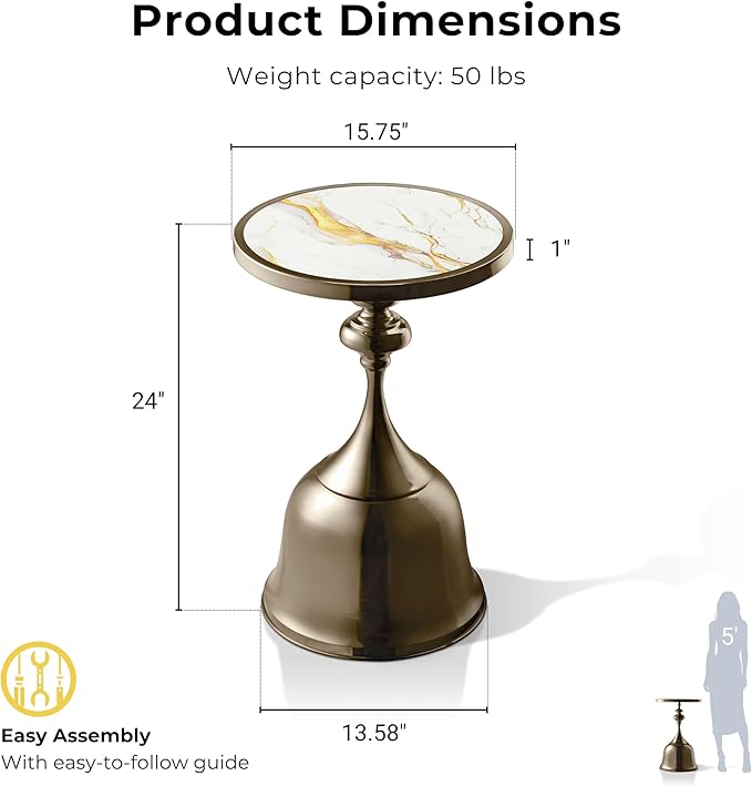 HOMES: Inside + Out Halric Modern 24" Tall Round End Table - Image 3