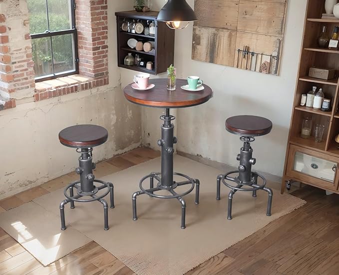 Topower Industrial Bar Table 31.5-41.3" Adjustable Pub Table Kitchen Dining - Image 8