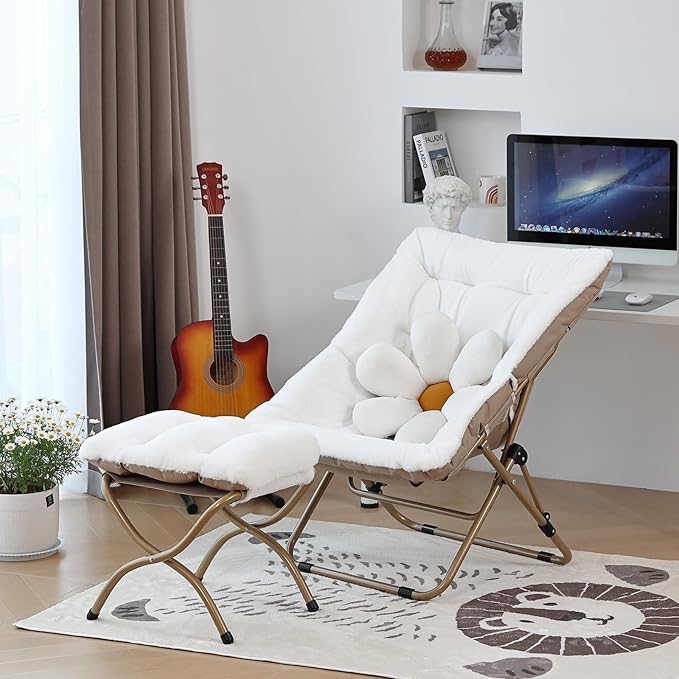 Comfy Folded Chair, Soft Faux Fur Oversized Folding Chair, Flexible Lounge Lazy - Image 2