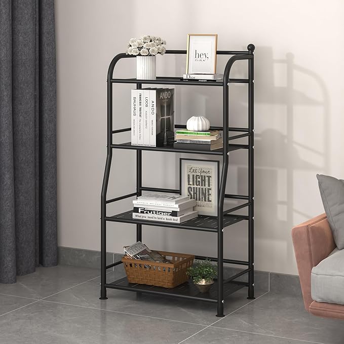 4 Tier Metal Shelf Storage Shelves Living Room Bookshelf Bathroom Corner - Image 4