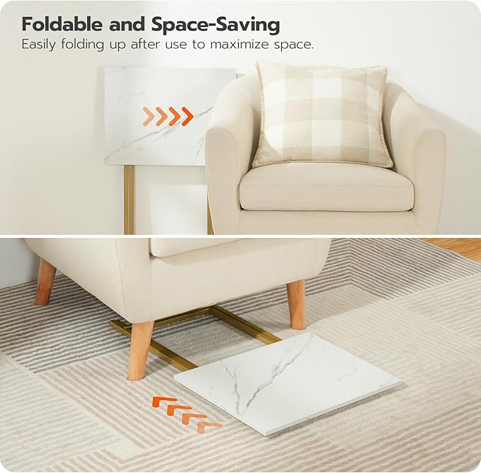 HOOBRO Folding TV Tray Tables, Industrial Side Table - Image 6
