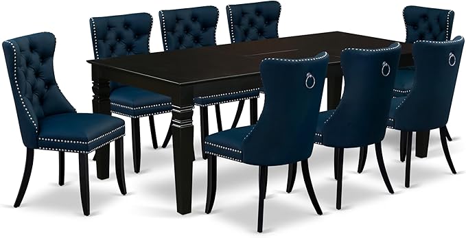 East West Furniture LGDA9-BLK-29 9 Piece Dinette Set Includes a Rectangle by EastWestFurniture