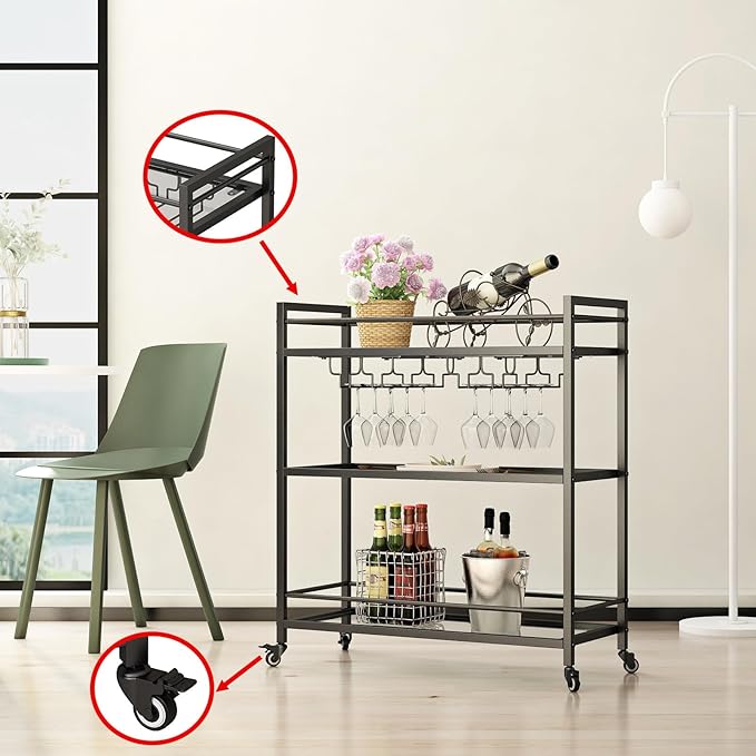 Glass Black Bar Carts for Home - Image 5