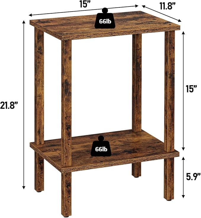 TUTOTAK End Table, Side Table, Nightstand, 2-Tier Storage Shelf, Sofa Table - Image 3