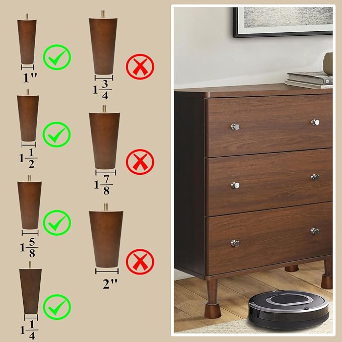Sopicoz Wooden Furniture Risers 2 Inch Tapered Bed Risers Set of 6, Heavy Duty - Image 3