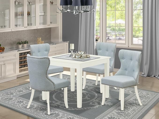 East West Furniture OXSI5-LWH-15 5 Piece Dining Table Set - Image 6