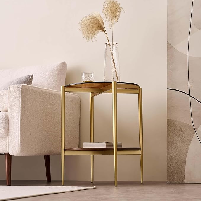Round Glass End Table, Mid-Century Modern Design Sofa Table - Image 4