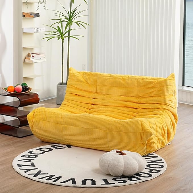 N&V Fireside Loveseat, Mid Century Armless Twin Size Floor Sofa, Soft Premium by NV