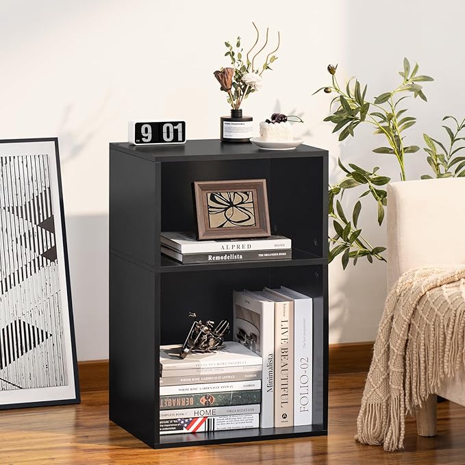 YAHARBO 2 Cube Bookshelf, Horizontal Book Shelf, Small Cubby Bookcase - Image 7