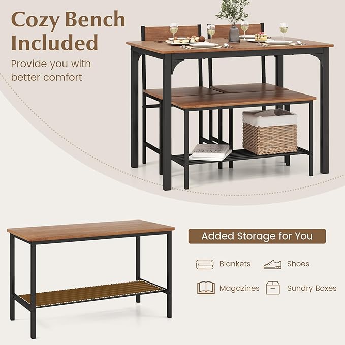 Tangkula Dining Table Set for 4, Kitchen Table and 2 Chairs for 4 - Image 5