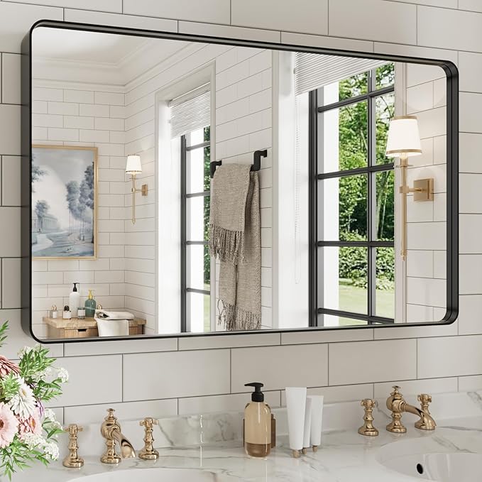 WEER Black Bathroom Mirror for Wall, 40X24 Inch Matte Black Mirror, Rectangular by WEER