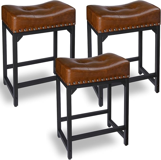 Bar Stools Set of 3, Counter Height Bar Stools by FLYZC