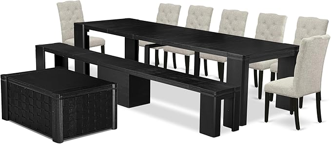 X07EL-BC6-35 - 10-Pc Kitchen Table Set a Rectangular Dining Table - Image 2