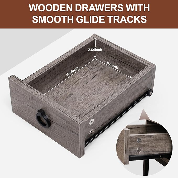 Small Gray Side Table Charging Station - Image 4
