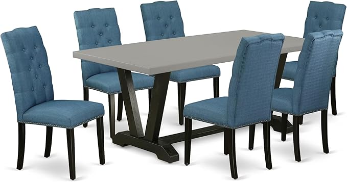 East West Furniture V697EL121-7 7 Piece Dining Set Consist of a Rectangle by EastWestFurniture