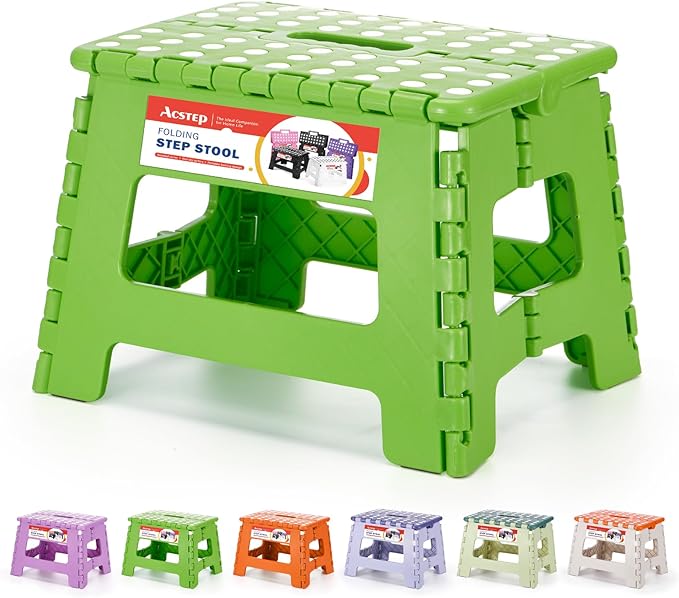 ACSTEP 9 Inch Folding Step Stool 300 LB Capacity Plastic Foldable Step Stools by ACSTEP