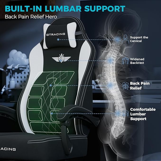 GTPLAYER Big and Tall Gaming Chair Breathable Fabric Computer Chair - Image 4
