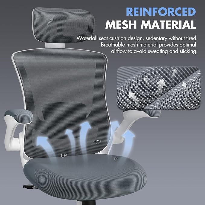 High Back Office Chair with Adjustable Lumbar Support & Headrest, Ergonomic - Image 5