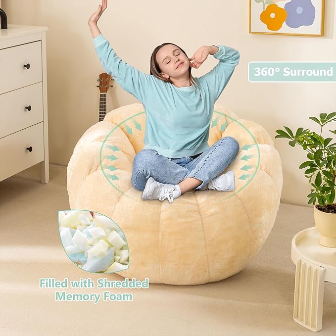 Pumpkin Bean Bag Sofa Chair, Bean Bag Chair - Image 4