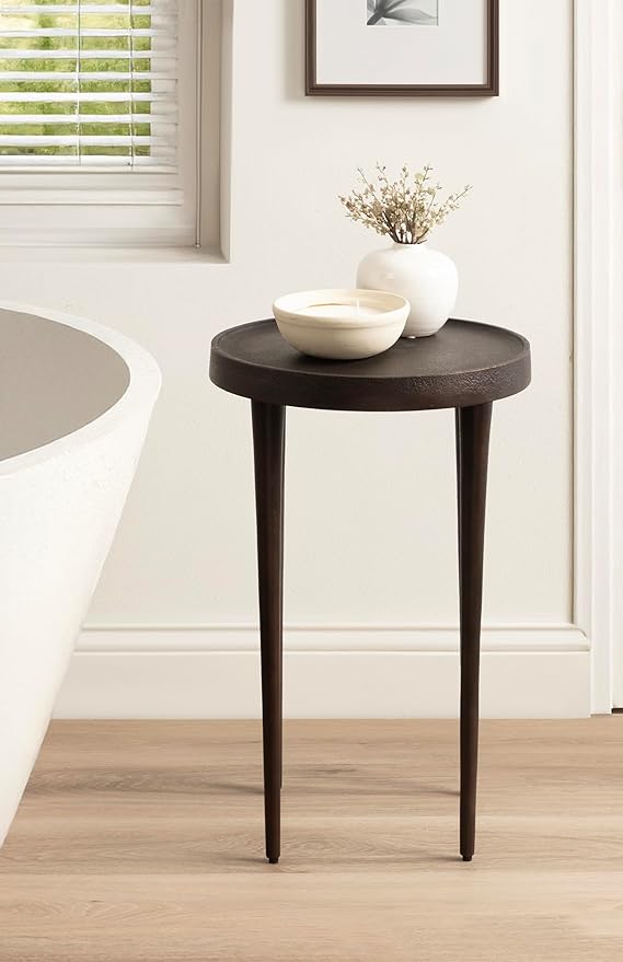 Kate and Laurel Rava Modern Metal Round Side Table, Cast Aluminum Accent Table - Image 4