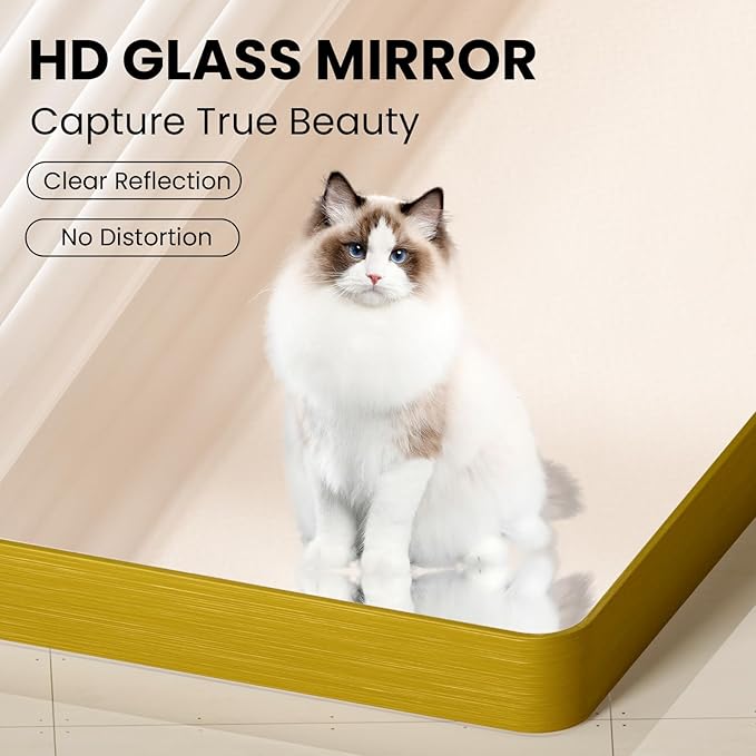 Gold Bathroom Mirror, 28x36 Inch Brushed Gold Metal Frame Mirror - Image 4