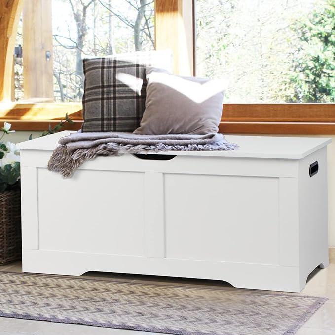 39.4" Storage Chest, Wooden Storage Bench, Lift Top Toy Chest - Image 9