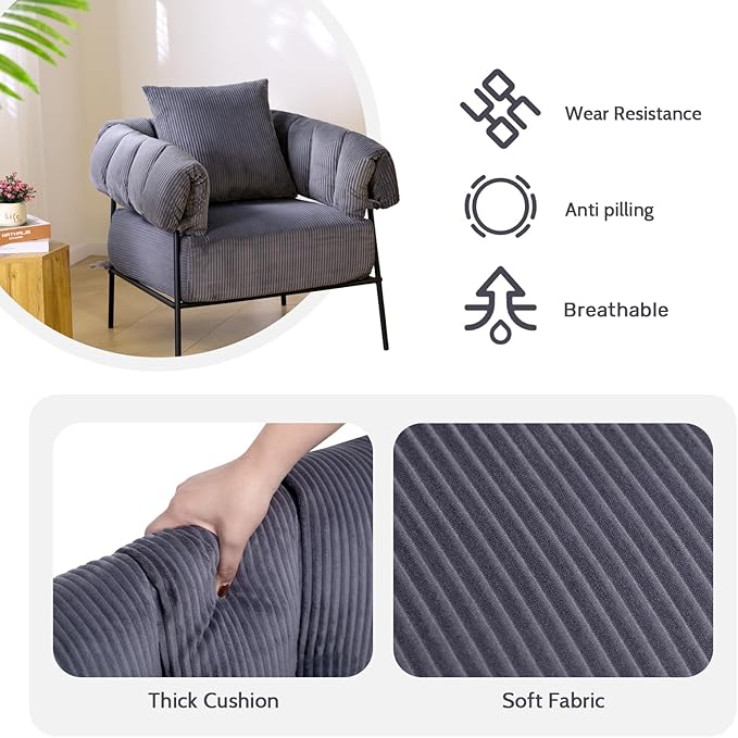 HollyHOME Modern Velvet Accent Chair - Image 4
