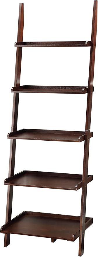Convenience Concepts 5 shelves, American Heritage Bookshelf Ladder, 72.75" x 25" - Image 4