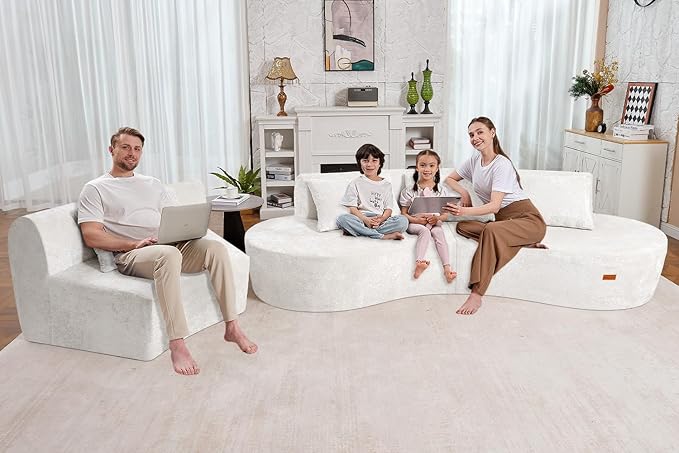 Homguava 130'' Modular Sectional Sofa, Curved Modern Sofa - Image 7
