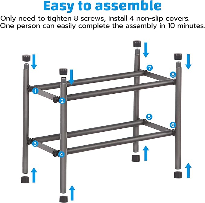 STORAGE MANIAC Expandable Shoe Rack, 16 Pairs Stackable Small Shoe Rack - Image 6