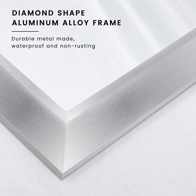 Amorho 40x30 Inch Bathroom Mirror Silver, Thick Metal Framed Wall Mirrors - Image 2