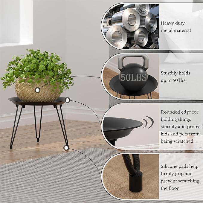 SUEH DESIGN Plant Stand Indoor, Metal Plant Stand Round Plant Table Heavy Duty - Image 4