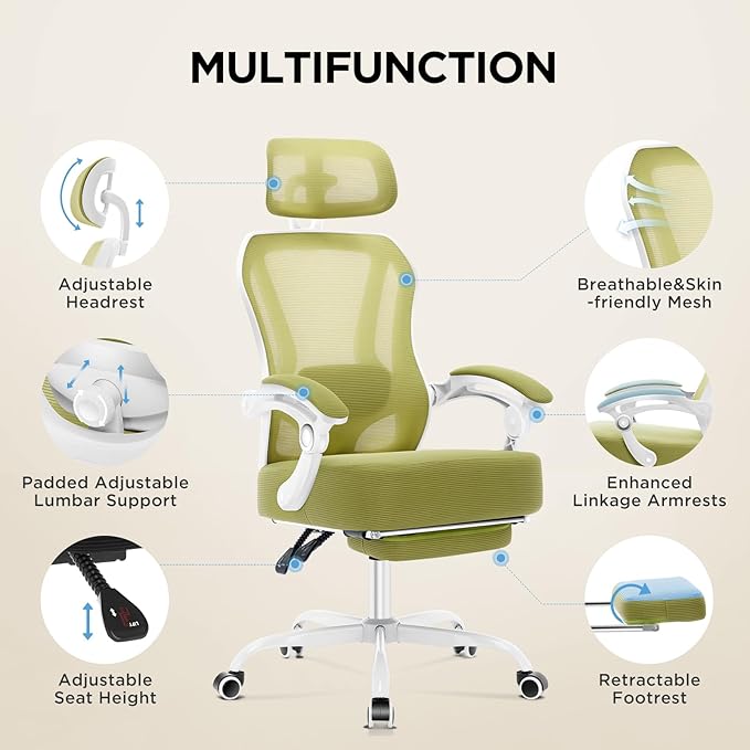 Ergonomic Office Chair with Footrest, Ultra Thick Reclining Office Desk Chair - Image 5
