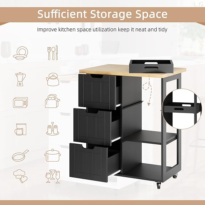 Shintenchi Kitchen Island Cart - Image 3