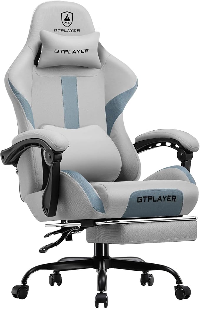 GTRACING Gaming Chair with Foot Rest & Pocket Spring Cushion, Breathable Fabric by GtracingDirect