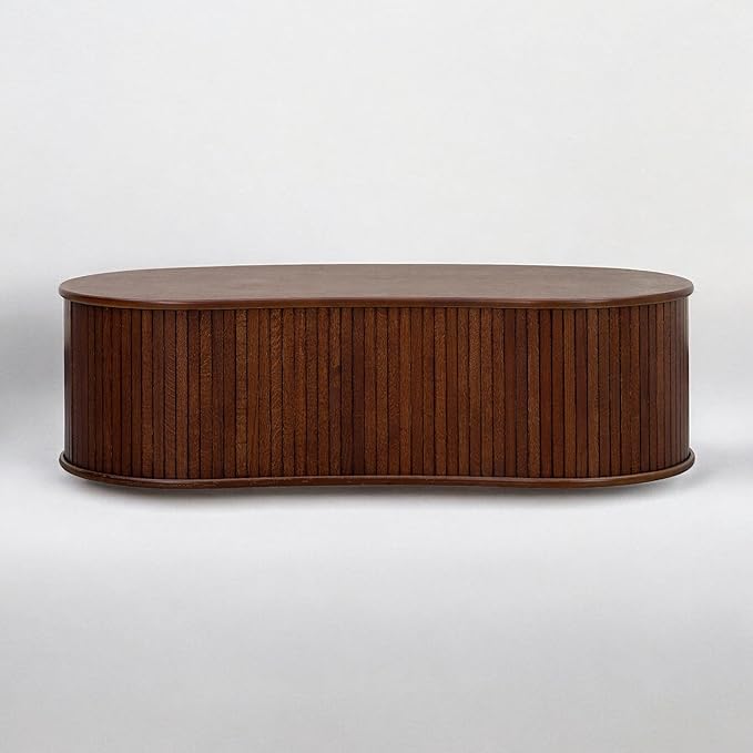 NTC Ripple Coffee Table, Modern Oval Wooden Center Table - Image 5