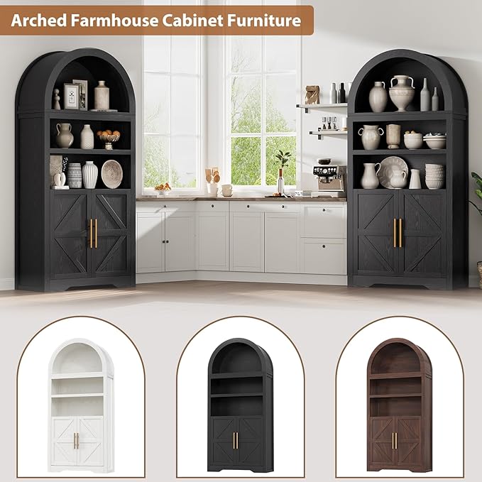 Arched Bookshelf Bookcase China Pantry Storage Cabinet - Image 4