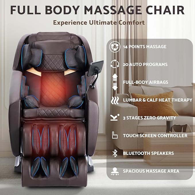 Massage Chair, Zero Gravity Full Body Massage Chair, Shiatsu Recliner - Image 3