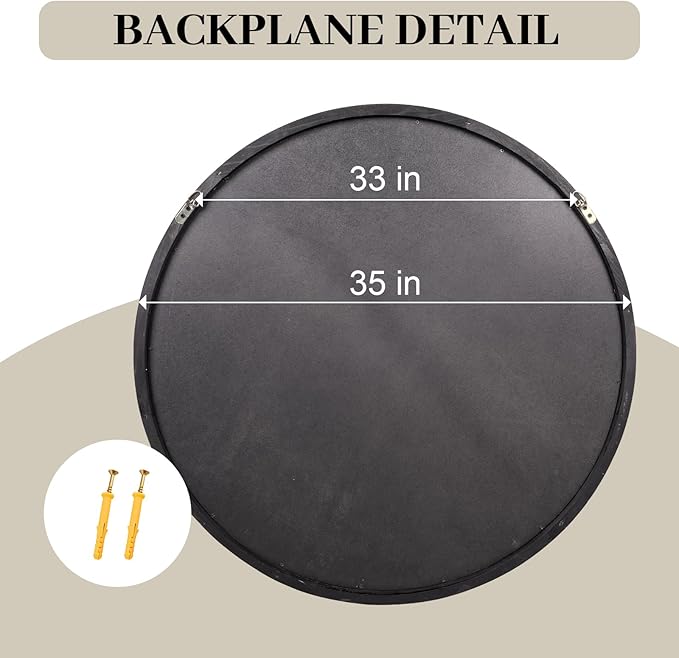 35" Round Wood Mirror, Rustic Circle Wall Mirror - Image 5