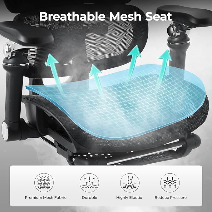 Ergonomic Office Chair with 9D Arms, Adjustable Seat Depth, 3D Lumbar Support - Image 8