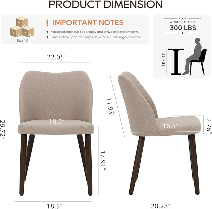 COLAMY Upholstered Dining Chairs Set of 6, Modern Fabric Dining Room Kitchen - Image 7